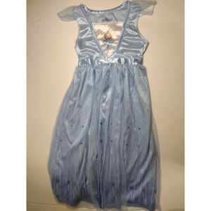 Disney Frozen II Elsa Girls Nightgown Blue Tulle Glitter Sleep Dress Size M